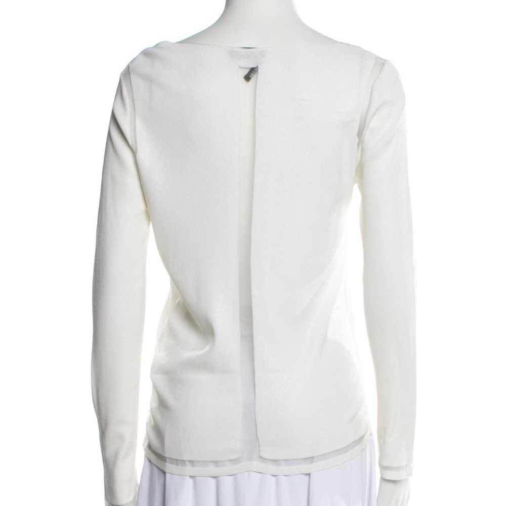 Tom Ford White V Neck Sweater with sheer panels. - Picture 3 of 3